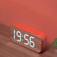 Dkestop Alarm Clock with HIFI Bluetooth Speaker, USB Chargers Port for Home Living Room Bedroom Kids Office , Large LED Display - Red