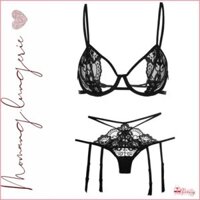 DL006 Bộ Đồ Lót Ren Nữ Có Gọng Không Mút Sexy Mơ Màng, Áo Bra Có Gọng Kèm Quần Dây Nối Kẹp Tất [ Bra + Quần y3yytu