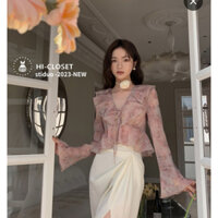 (D’Lily) Áo khoác cổ bèo, tay xoè tiểu thư 2 màu hồng, be