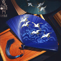 Dmo Cổ Điển Gấp Quạt Khiêu Vũ Tay Đạo Cụ Khiêu Vũ Bán Buôn 17cm Quạt Nhỏ Mini Full Tre Quạt Phun Retro Nam Nữ Gấp Quạt Nhảy Múa Xanh Mùa Hè