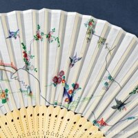 Dmo DMO DMO-DMO-Classical Folding Fan Hanfu Dance Performance Fan Giả Lỗ Ngôi Nhà Hoa Váy Chim Họa Tiết Quạt Gấp Giấy Gạo Hai Mặt In Ngọc Tre Quạt Retro Nam Nữ Sinh Viên Hanfu Pro