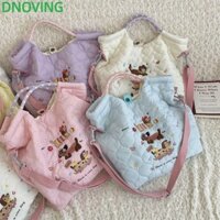 DNOVING Túi Tote DNOVING, Túi đeo vai chó con màu kem, Túi xách thêu dung tích lớn bằng vải Cotton