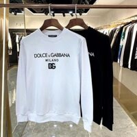 Do * * lce & Ga * * bbana- D * G Áo thun cổ tròn DG hợp thời trang mới Cặp đôi chữ cái dáng rộng dài tay in hình đế hàng đầu