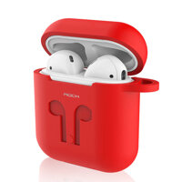 Đỏ - Bao case silicon cho Apple Airpods 1  2 hiệu Rock Carying Case Đính kèm dây nối chống mất - Hàng nhập khẩu
