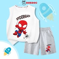 ĐỒ BỘ ÁO BA LỖ BOBDOG 2024, set quần da cá áo ba lỗ cotton in hình SPIDER MAN cute -BQ- A80 cho bé