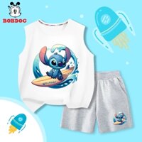 ĐỒ BỘ ÁO BA LỖ BOBDOG 2025, set quần da cá áo ba lỗ cotton in hình khủng long cute -BQ- BDO77 cho bé