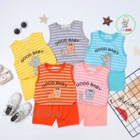 Đồ Bộ ba lỗ cho bé trai, bé gái hình gấu, áo phối sọc hàng Minky Mom. Cả bộ Quần áo. Size 90 - 150 MMBL13