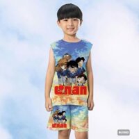 Đồ bộ ba lỗ in 3D hình Conan chất thun lạnh BL1063 size đại từ 10-60kg - Kunkun Kid