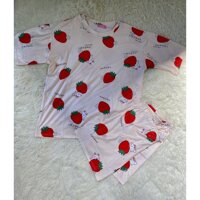 Đồ bộ bầu cộc tay, bộ mặc nhà mùa hè dễ thương thun sữa mềm mại có chun điều chỉnh BĐ838 - BĐ838 THỎ DÂU,Freesize 40-68kg