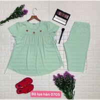 Đồ bộ bầu lửng chuẩn vải lụa cát Hàn cho bầu 50kg đến 70kg