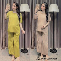 Đồ bộ bầu thời trang chất gân tăm mềm mát thiết kế quần ống suông siêu đẹp cho mẹ bầu mặc hè  BD961