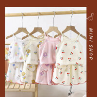 Đồ bộ bé gái 2 dây mặc mùa hè chất cotton , bộ bé gái mặc ở nhà, đồ ngủ cho bé gái