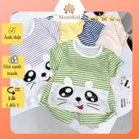 Đồ Bộ Bé Gái, Bé Trai MINKY MOM Vải Cotton Thun Lạnh Kẻ Sọc Ngang, Bộ Quần Áo Cộc Tay Cho Bé Mặc Hè Thoáng Mát, túi zip