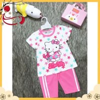 [Đồ bộ bé gái] Bộ kitty hồng quần lửng cotton - Thời trang trẻ em cao cấp SNS