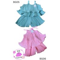 Đồ bộ bé gái dập ly cổ yếm, áo dây (6-20kg)