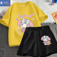 Đồ bộ bé gái in hình Melody (áo phông + quần đùi) - Set đồ cho bé cân nặng từ 15-40kg - Loza SB230