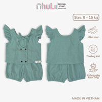 Đồ bộ bé gái NHULII Bộ đũi xanh cho bé 8 đến 15 Kg 5 tháng đến 3,5 tuổi NI050