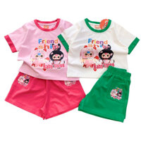 Đồ bộ bé gái quần đùi thun cotton size từ 11kg đến 45kg - Mebena