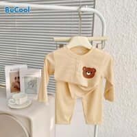 Đồ Bộ Bé Trai Bé Gái In Hình Mặt Gấu Chất Cotton Gân Cao Cấp,Set Đồ Ngủ Cho Bé Từ 8-18kg Becool Bbay