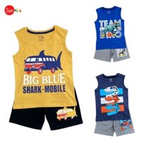 Đồ bộ bé trai, bộ ba lỗ cho bé chất thun cotton, nhiều màu, size 4-14 tuổi - SUNKIDS