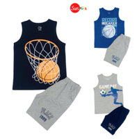 Đồ bộ bé trai, bộ ba lỗ cho bé chất thun cotton, nhiều màu, size 4-14 tuổi - SUNKIDS