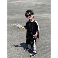 Đồ bộ bé trai Essential chất cotton Quảng Châu áo phông quần ngố bé trai cao cấp LILYBABY LLB3