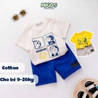 Đồ bộ bé trai hình Chú mèo máy Doraemon đáng yêu, chất thun cotton mềm mịn mát cho bé mặc nhà đi học đi chơi