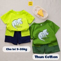 Đồ bộ bé trai in hình khủng long 3 sừng Dino, chất thun cotton mềm mịn mát cho bé mặc nhà đi học đi chơi