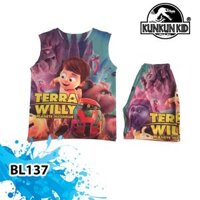 Đồ bộ bé trai in hình TERRA WILLY chất Thun lạnh Kunkun Kid BL137 - Quần áo bé trai size đại từ 10-60kg