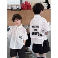 Đồ bộ bé trai , sét bộ quần áo sơ mi trắng túi nổi phối quần kaki túi hộp phong cách hàn quốc cho bé trai 10-30kg