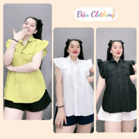 Đồ bộ bigsize gồm áo sơ mi tay cánh tiên kèm quần đùi chữ A dễ thương năng động cho chubby SET56