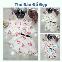 Đồ bộ cao cấp TAY NGẮN BABY DOLL, quần áo nữ mặc nhà vải đũi xốp, set đồ nữ freesize,mã BBD003