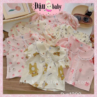 Đồ bộ cho bé Bộ quần áo vải xô phối ren siêu xinh cho bé gái