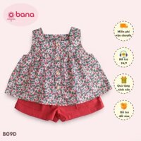 Đồ bộ cho bé gái Bananè Kids áo hai dây hoa nhí phối quần đùi linen thoáng mát - B09D