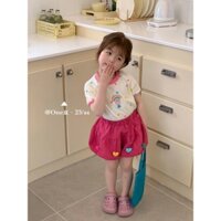 Đồ bộ cho bé, set áo kèm quần bí ngô đính tim phồng xinh xắn cho bé gái 9-20kg