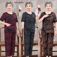 Đồ bộ cho mẹ cho bà B30 lụa mango quần dài, áo cộc Họa Tiết Sang Trọng Hàng Lụa Mango Cao Cấp