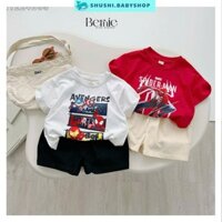 Đồ bộ cộc cho bé trai siêu nhân nhện đỏ anh hùng áo thun cotton quần kaki SHUSHI 9 đến 25kg H1224B35