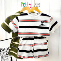 Đồ Bộ Cộc Tay Bé Trai, Set Đồ Cộc Tay Sọc Ngang Bé Trai Thun Cotton Mềm Thoáng Mát - PETTY Thời Trang Trẻ Em [4217]
