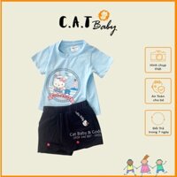 Đồ bộ cotton 4 chiều dabi kitty blue cho bé gái