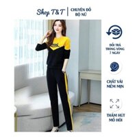 Đồ Bộ Cotton Tay Dài Chữ Thêu Phối Màu(40~70kg)- SP Y Hình