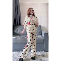 Đồ bộ dài họa tiết bò sữa dâu tây 🐄🍓