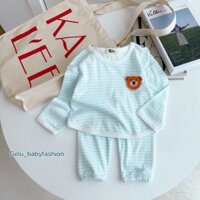 Đồ bộ dài tay bé trai, bé gái, chất vải cotton borip hàn, mềm mịn hình in dễ thương, bộ mặc nhà cho B055