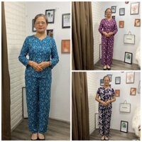 Đồ bộ dài tay cho trung niên-bộ lanh tặng bà tặng mẹ áo mở khuy quần dài