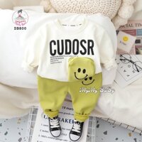 Đồ bộ dài tay mặt cười CUDOSR chất thun nỉ dày dặn mùa đồn, Quần áo trẻ em, Quần áo hè bé trai, Đồ bộ thu đông bé trai