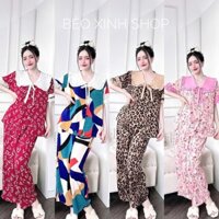 Đồ Bộ - Đồ Ngủ Quần Áo Vải Lụa Măng Gồ Tay Ngắn Quần Dài Pijama Bigsize 50-100kg Mặc Cực Thích Nữ Pants Lịch Quần Ngủ