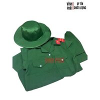 Đồ Bộ Đội Trẻ Em màu lính Kèm Nón Tai Bèo Đầy Đủ Size Hình Thật
