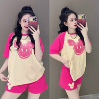 Đồ bộ đùi nữ, áo tay phối màu cao cấp, set đồ đi chơi, mặc ở nhà, có bigsize đến 85kg B21