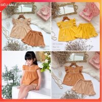 Đồ bộ hè cho bé gái 9m-4 tuổi vai cánh tiên thêu hoa, Bộ sát nách trẻ em vải nhẹ thoáng mát