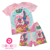 Đồ bộ in 3D hình ngựa pony hồng đáng yêu cho bé gái