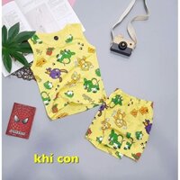 Đồ bộ khỉ vàng ,áo quần ngắn tay bé gái chất thun cotton 4c co giãn nhẹ mềm mát Size (10kg - 30kg)